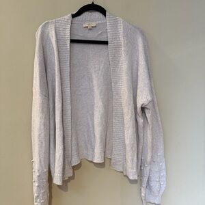 LOFT Gray Textured Cardigan Sweater